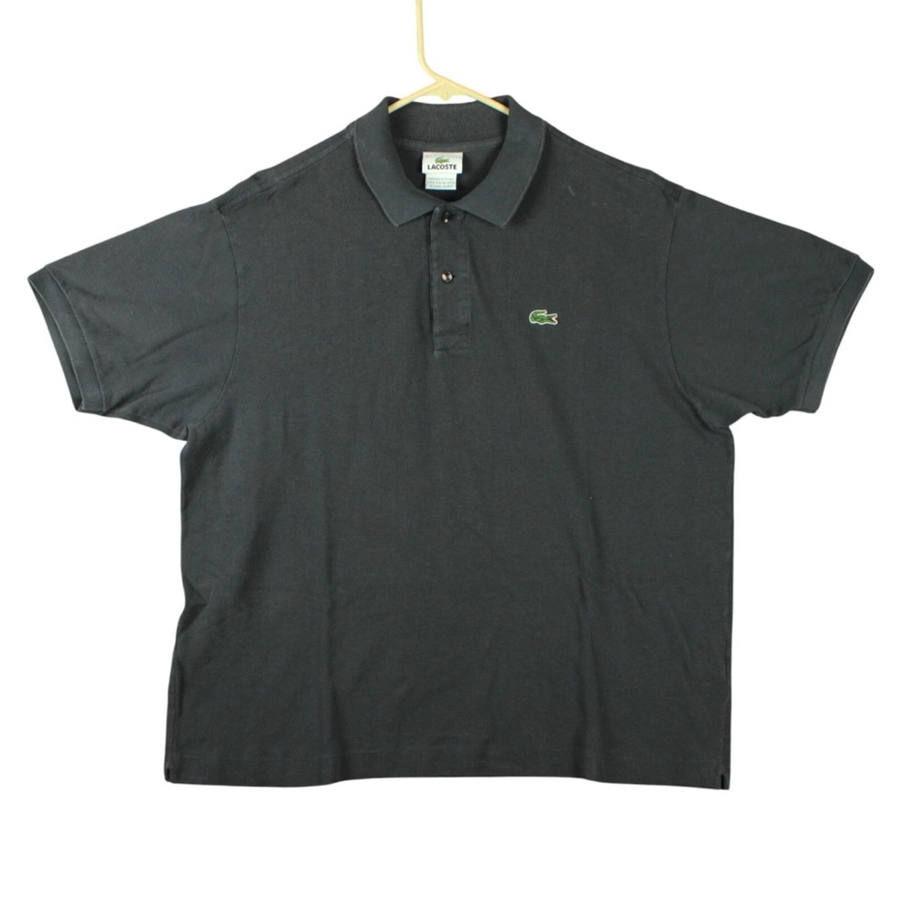 Lacoste Polo Shirt Men Size 6 L Black Short Sleeve 100% Cotton Pullover Casual